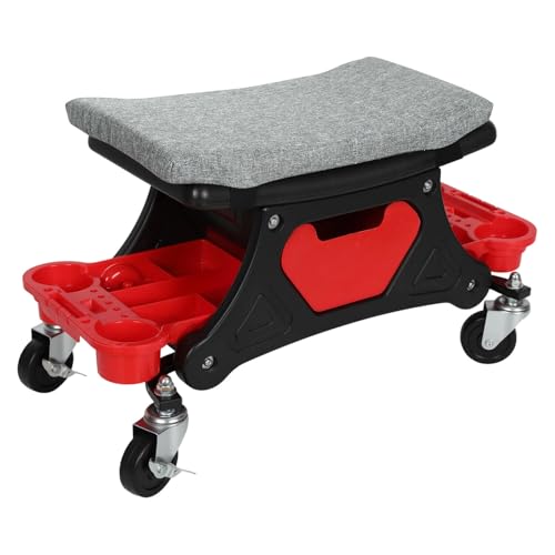 Jaxguom Werkstatthocker Rollhocker,Werkstatt Rollsitz 185kg Belastbar,Garagenhocker mit Aufbewahrungsbox,fixierbare Räder und Paletten, Mobil von Jaxguom