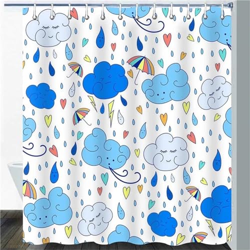 Duschvorhang Wunderschöne Wolken 120x180cm, Gewichteter Saum, Schnell Trocknend Polyestergewebe Badezimmerzubehör, Waschbar Bad Vorhang Bohemien Shower Curtain mit Haken, für Badewanne/Dusche W-638 Duschvorhang Wunderschöne Wolken 120x180cm, Gewichteter Saum, Schnell Trocknend Polyestergewebe Badezimmerzubehör, Waschbar Bad Vorhang Bohemien Shower Curtain mit Haken, für Badewanne/Dusche W-638 von Jaxiaco