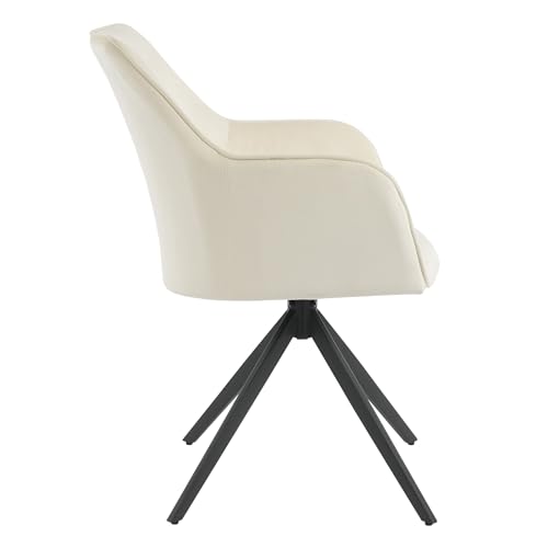 Jaxilyn Drehbare Samtsessel, 84 cm Höhe, Cremeweiß, 2er-Set, Metallgestell Schwarz, für Wohnzimmer und Esszimmer von Jaxilyn