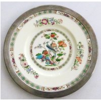 1929 Wedgewoodrotary Club Teller Handbemalter Fasan, Sterling Silber Rim von Jaxsprats
