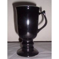 Hall's Keramik Onyx Schwarz Farbe Sockel Große Sammler Glas Kaffeetasse von Jaxsprats