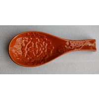 Keramik Handgefertigt & Handbemalt Cinnmon Orange Rost Farbe Sammlerstück Küchenkelle Löffel Rest von Jaxsprats
