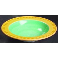 Seltene Rim Suppenschüssel Gelb & Grün Töpferscheibe Von Epoch Collection von Jaxsprats