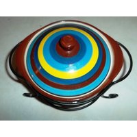 Temp-Tations Swirl Steingut Servierschale Mit Deckel & Metall Halter von Jaxsprats