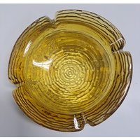 Vintage 1970Er Jahre - Amber Color Sammler Anchor Hocking Soreno Woodgrain Style Schwerer Aschenbecher von Jaxsprats