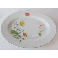 Vintage Castle Court Porzellan Servierplatte 1970Er Jahre April Blumen, Japan von Jaxsprats