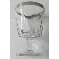 Vintage Fostoria | 1 Kristallklarer Wasserkelch Mit Platin-Silberrand Und Schwerem Glas von Jaxsprats