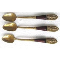 Vintage Siam Bronze Löffel Buddha Griffe Palisander, 3Er Set von Jaxsprats