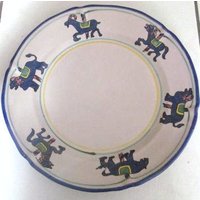 Vintage Solimene Vietri Keramik Servierplatte Handbemalte Tiere, Joann Brown Design Vintage Solimene Vietri Keramik Servierplatte Handbemalte Tiere, Joann Brown Design von Jaxsprats