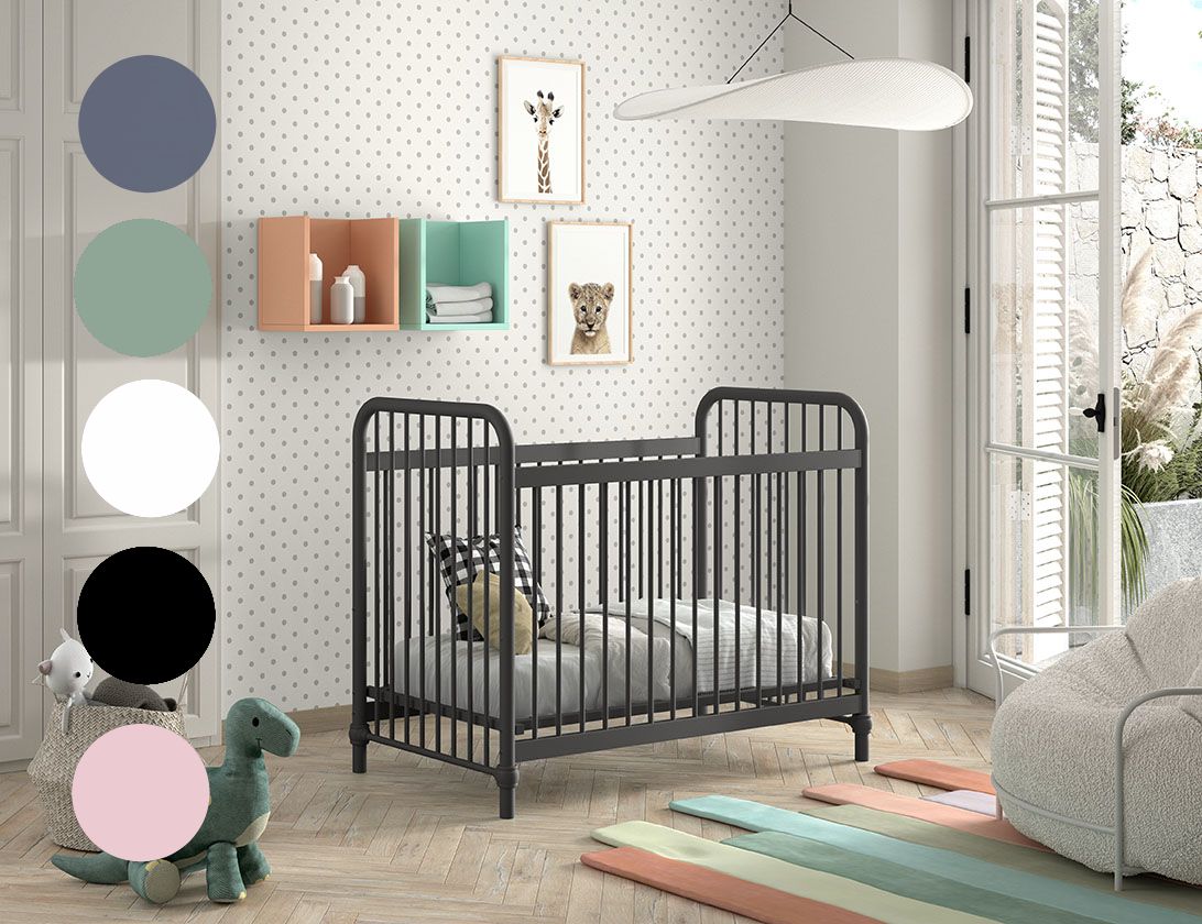 Babybett 60x120 Gitterbett Kinderbett höhenverstellbar Metallbett Sprossen Bett von Jaxx