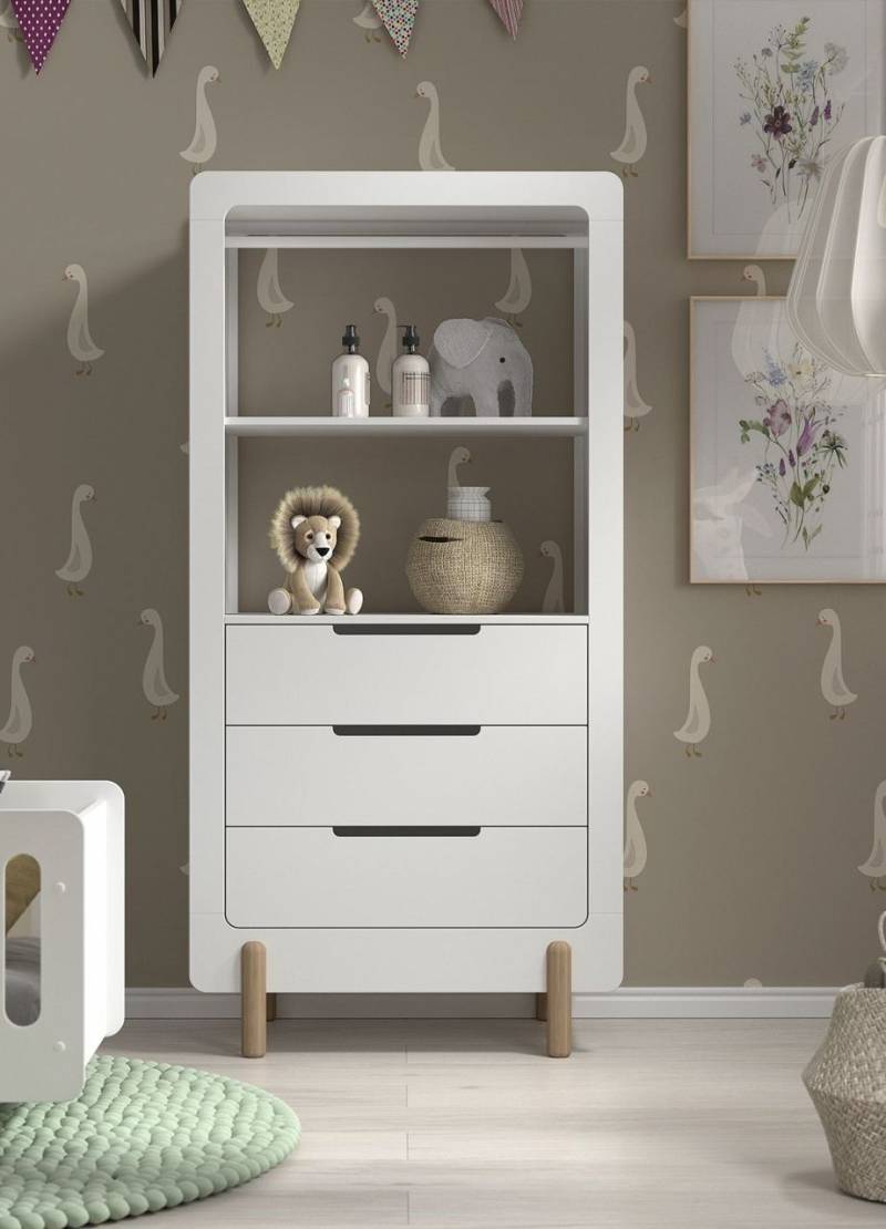 Regalschrank Wäscheregal Standregal Babyregal Kinderregal Babyzimmermöbel Weiß von Jaxx
