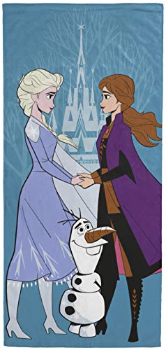 Disney Frozen 2 Queen of the Castle Kinder-Badetuch/Strandtuch – mit Elsa, Anna und Olaf – super weich und saugfähig, farbbeständig, Baumwoll-Handtuch, 71,1 x 147,3 cm (offizielles Disney-Produkt) von Jay Franco