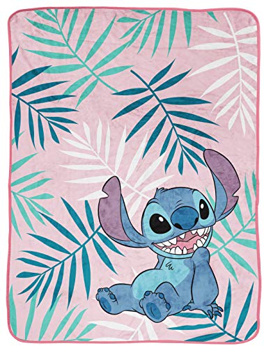 Jay Franco Blumige Disney Lilo und Stitch Decke, kuschelig 130 x 150 cm von Jay Franco