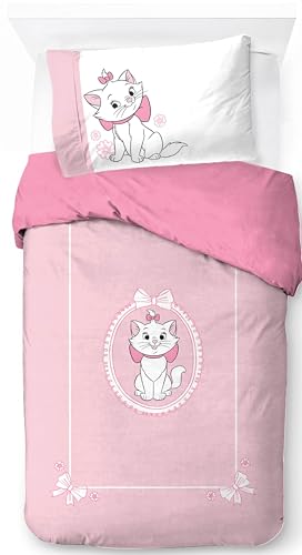 Jay Franco Disney Aristocats 100% Baumwolle Einzelbett-Bettbezug-Set – Marie Kitty Bettwäsche Weiß Enthält Kissenbezug 50 x 70 cm von Jay Franco
