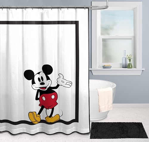 Disney Micky Maus Duschvorhang 178 x 182 cm – weißer Stoff für die Badezimmerdeko von Jay Franco