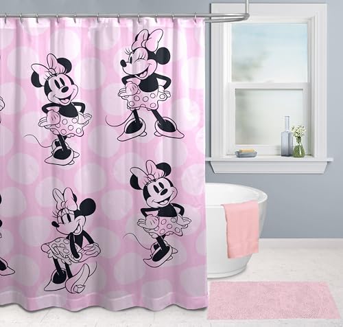 Disney Minnie Maus Duschvorhang 178 x 182 cm – Stoff Pink Badezimmerdekor von Jay Franco