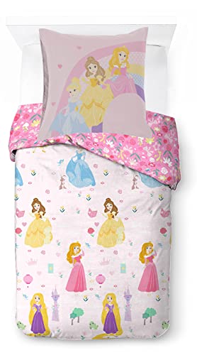 Jay Franco Disney Prinzessin Cut Paper 100% Baumwolle Kinderbettwäsche-Set 135x200 cm Einzelbettgröße - Bettbezug + Kissenbezug 50x70 cm von Jay Franco