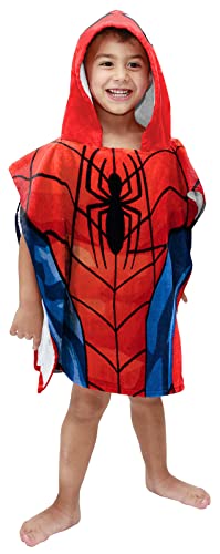 Jay Franco Marvel Avengers Spiderman Kapuzenponcho-Badetuch 56 cm x 56 cm 100% Baumwolle Kinder Umziehrobe von Jay Franco