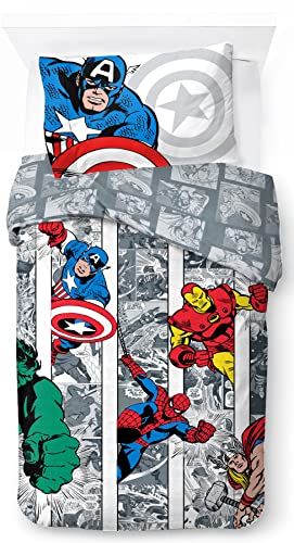 Jay Franco Marvel Comics Comic Cool 100% Baumwolle Kinderbettwäsche-Set 135x200 cm Einzelbettgröße - Bettbezug + Kissenbezug 50x70 cm Jay Franco Marvel Comics Comic Cool 100% Baumwolle Kinderbettwäsche-Set 135x200 cm Einzelbettgröße - Bettbezug + Kissenbezug 50x70 cm von Jay Franco