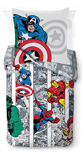 Jay Franco Marvel Comics Comic Cool 100% Baumwolle Kinderbettwäsche-Set 135x200 cm Einzelbettgröße - Bettbezug + Kissenbezug 80x80 cm von Jay Franco