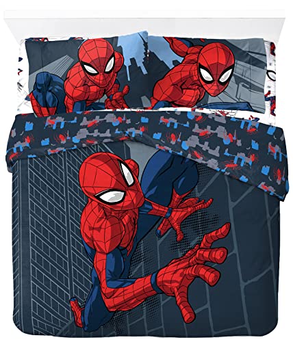 Jay Franco Marvel Spiderman City Streets Doppelbettgröße mit Bettbezug 200x200cm + 2 Kissenbezügen 50x70cm aus 100% Baumwolle von Jay Franco