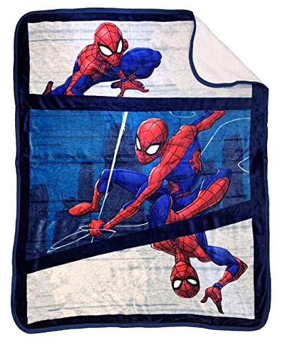 Jay Franco Marvel Spiderman City Swinger Sherpa Throw Blanket - Measures 50 x 60 inches, Kids Bedding - Fade Resistant Super Soft - (Official Marvel Product) von Jay Franco