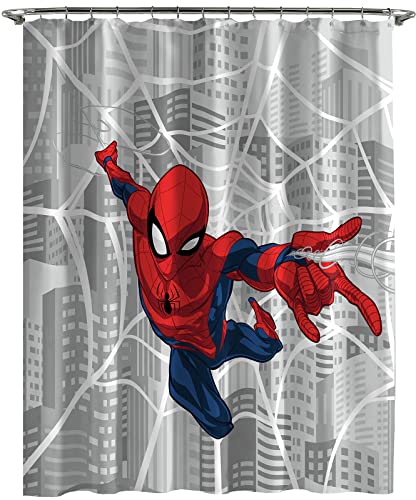 Jay Franco Marvel Spiderman City Web Duschvorhang und pflegeleichter Stoff für Kinder, offizielles Marvel-Produkt von Jay Franco