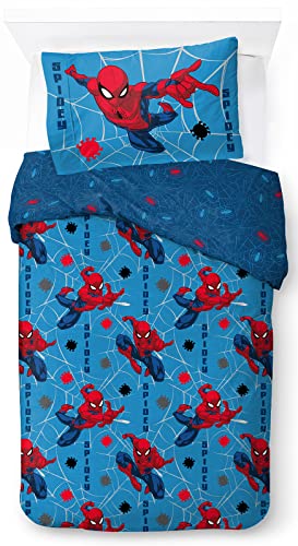 Jay Franco Marvel Spiderman Spidey Faces 100% Baumwolle Kinderbettwäsche-Set 135x200 cm Einzelbettgröße - Bettbezug + Kissenbezug 50x70 cm von Jay Franco