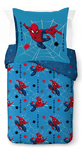 Jay Franco Marvel Spiderman Spidey Faces 100% Baumwolle Kinderbettwäsche-Set 135x200 cm Einzelbettgröße - Bettbezug + Kissenbezug 80x80 cm von Jay Franco