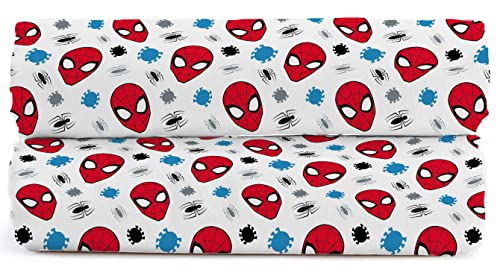 Jay Franco Marvel Spiderman Spidey Faces 100% Baumwolle Spannbettlaken 90x200 cm Einzelbettgröße 2er-Set von Jay Franco