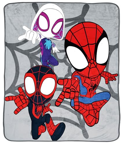 Jay Franco Marvel Spidey und Seine Super-Freunde 130 x 150 cm Flauschige Sofadecke/Tagesdecke flauschig mit Miles Morales & Ghost Spider Gwen von Jay Franco