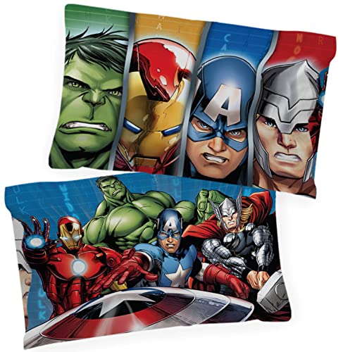 Jay Franco Marvel Avengers Halo 2er-Pack Kissenbezüge – doppelseitig, superweiche Kinder-Bettwäsche mit Captain America, Hulk, Iron Man und Spiderman von Jay Franco