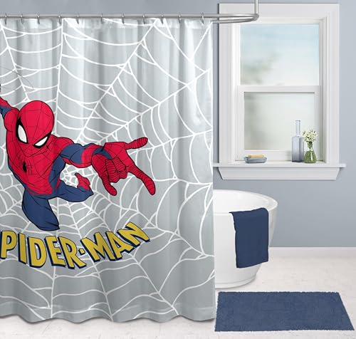 Marvel Spiderman Duschvorhang 178 x 182 cm – Stoff Badezimmerdeko mit Superhelden von Jay Franco