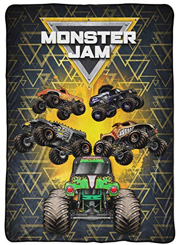 Monster Jam MJ Life Blanket - Measures 62 x 90 inches, Kids Bedding Features Grave Digger - Fade Resistant Super Soft Fleece - (Official Monster Jam Product) von Jay Franco