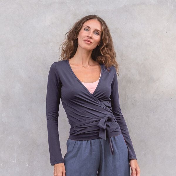 Jaya YAEL SLUB - Damen - Wickeljacke für Yoga und Freizeit aus Biobaumwolle mit Slub-Optik von Jaya