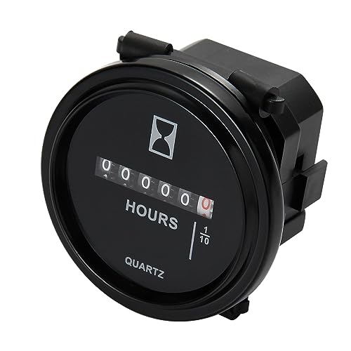 Jayron DC 6V bis 80V runder Quarz Betriebsstundenzähler Snap-In-Installation Mechanischer Timer für Rasentraktor Baumstumpffräse Generator Gabelstapler ATV Schneemobil Dirtbike Segelboot von Jayron