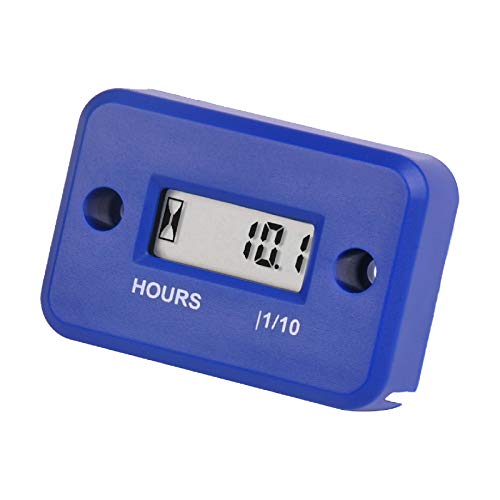Jayron Digital LCD Induktiver Betriebsstundenzähler Stundenzähler Wasserdicht Für Marineboot Schneefräse Wechselrichter Generator Rasenmäher und Kleiner Gasmotor(HM006A-M4, blau) von Jayron