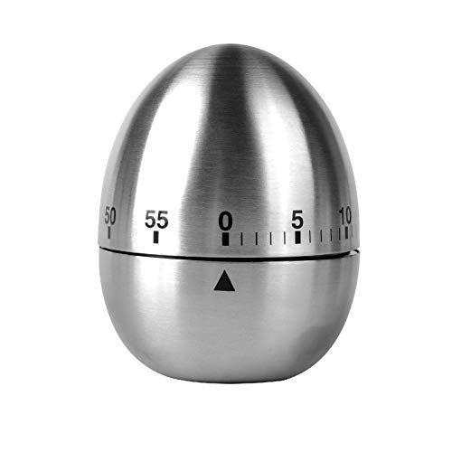 Jayron JR-WG015 Eierküchen-Timer Eiförmiger Timer aus Edelstahl Mechanischer Rotationsalarm 60 Minuten Countdown-Timer zum Kochen von Jayron