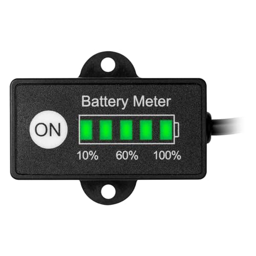 Jayron Mini LED Batterieanzeige DC 12 / 24V Batterie Kraftstoffanzeigen für Golfwagen,Gabelstapler und Batteriebetriebene Geräte(Lead Acid Batterie) von Jayron