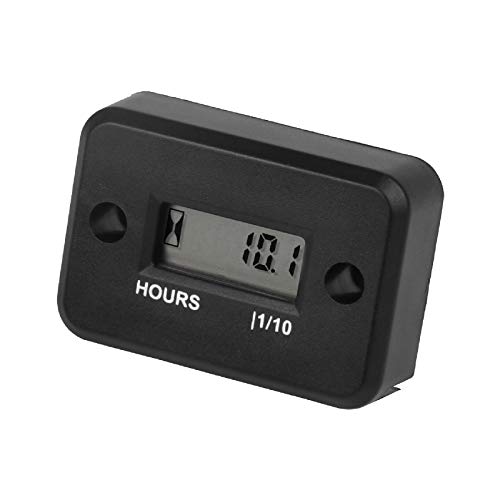NInE-ROnG Jayron Digital LCD Induktiver Betriebsstundenzähler Stundenzähler Wasserdicht Für Marineboot Schneefräse Wechselrichter Generator Rasenmäher und Kleiner Gasmotor(HM006A,Schwarz) von NInE-ROnG