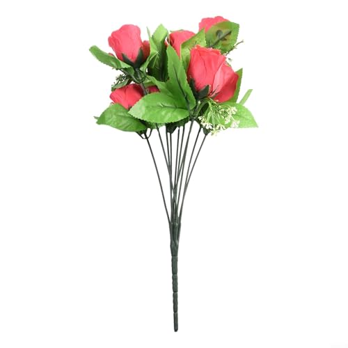 10 Stiele Künstliche Seidenblumen Rosenknospen für Hochzeit und Zuhause Arrangements (Rose Red) von Jayruit