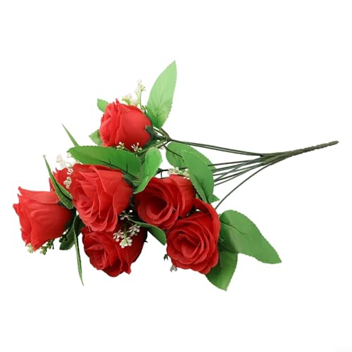 10 Stiele künstliche Seidenblumen Rosenknospen für Hochzeit und Heimarrangements (rot) von Jayruit