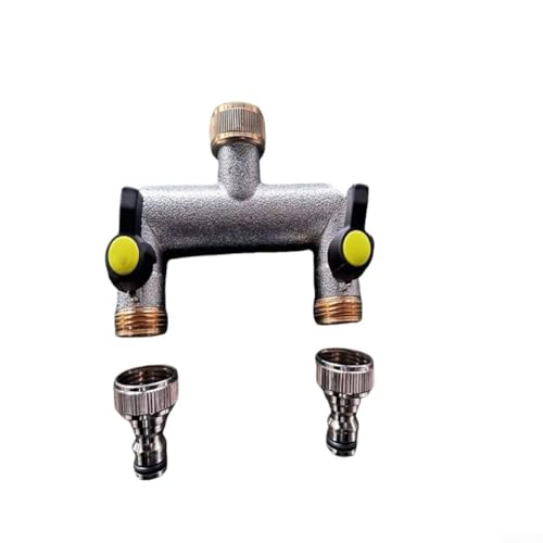 2-Wege-T-Typ-Wasserverteiler mit Kugelhahn, 3/4 Zoll Messing-Gartenschlauch-Verteiler-Adapter für Wasserhähne Außenbewässerungssystem (B) von Jayruit