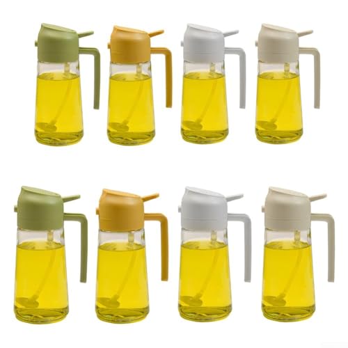 2-in-1 Ergonomischer Ölsprüher aus Glas und Spender 470 ml/600 ml für einfaches Ölmanagement in der Küche (Beige 470 ml) von Jayruit