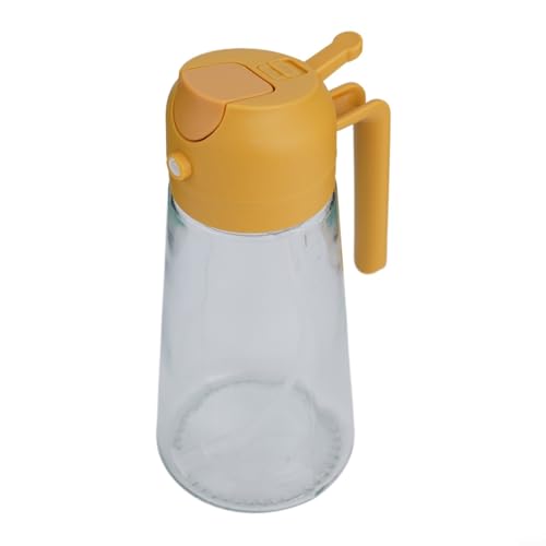 2in1 Ergonomischer Glas-Ölsprüher und -spender 470 ml/600 ml für einfaches Ölmanagement in der Küche (Gelb 600 ml) von Jayruit