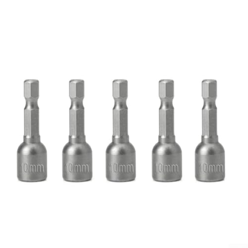 5 magnetische Mutternschlüssel mit 10 mm Innensechskant-Adaptern für Akku-Bohrmaschinen und Schraubendreher bei 42 mm Länge von Jayruit