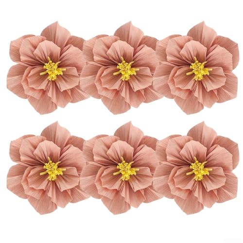 6 Stück Krepppapierblumen, 3D-Blumen, handgefertigt, für Hochzeiten, Partys, Heimdekoration und besondere Anlässe (Rosa, 2 Farben) von Jayruit
