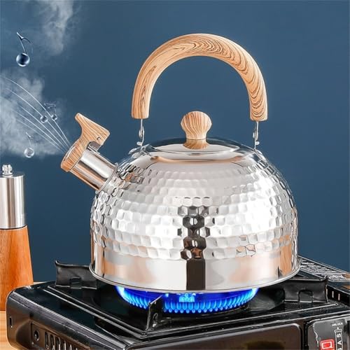 Camping-Teekessel, Edelstahl-Herdplatte, Pfeifwasserkanne mit isoliertem Griff für die Kaffeemaschine (2000 ml) von Jayruit