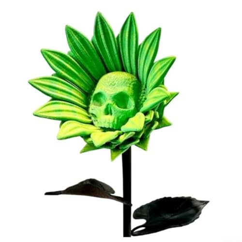 Fantasy Skull Sonnenblume 3D gedruckt verbotene Sonnenblume Gothic Dekor für mystische und unheimliche Heim- oder Büro-Ambiente (grün) von Jayruit