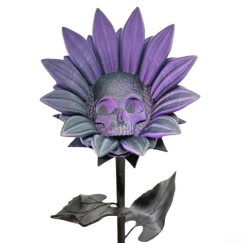 Fantasy Skull Sonnenblume 3D gedruckt verbotene Sonnenblume Gothic Dekor für mystische und unheimliche Heim- oder Büro-Ambiente (rot und lila) von Jayruit
